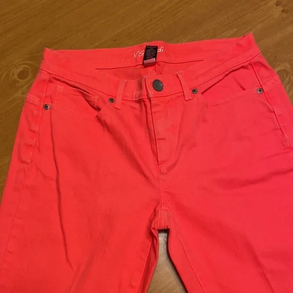 VS Women’s Size 8 Orange Denim Jeans Hi Rise Midi Straight Leg Stretch - Picture 2 of 6